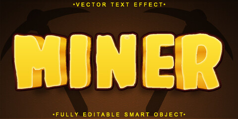 Poster - Cartoon Miner Vector Fully Editable Smart Object Text Effect