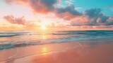 Fototapeta Zachód słońca - Beautiful seascape with sunset on tropical beach. Nature background