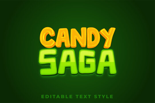 Candy saga 3d text effect in with dark background