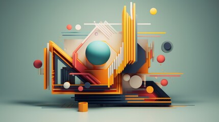 Canvas Print - geometric 3d shapes background abstract.