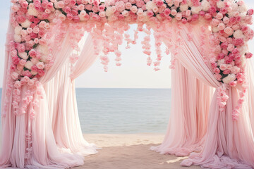 Wall Mural - Wedding floral  arch for wedding ceremony, flower drapery