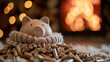 Winter Savings: Piggy Bank and Wood Pellets. Generative AI