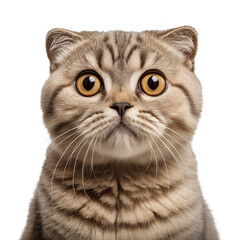 Wall Mural - A Scottish Fold cat is cut out on a transparent background. Light brown cat mockup for inserting into a design or project.