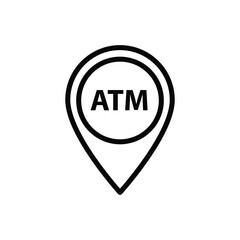 Poster - atm icon map point, destination with bank ATM sign 