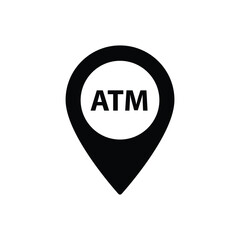 Poster - atm icon map point, destination with bank ATM sign 