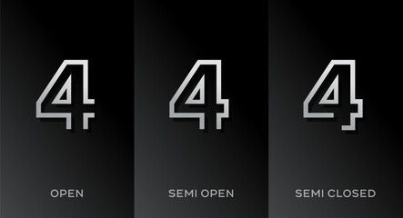 Poster - Set of number 4 logo icon design template elements