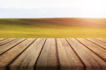 Wall Mural - the empty wooden table top at farm background