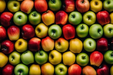 Wall Mural - An image of a selection of different apple varieties, showcasing the diverse range of colors, shapes, and flavors that apples come i