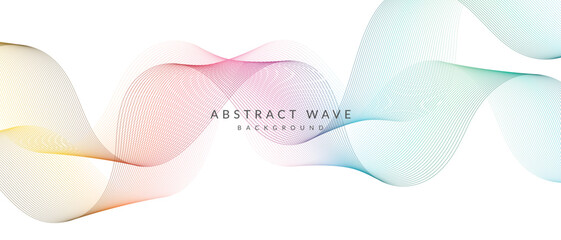 Poster - abstract futuristic flowing gradient curve line art.