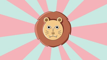 Canvas Print - animated lion head icon with a rotating background