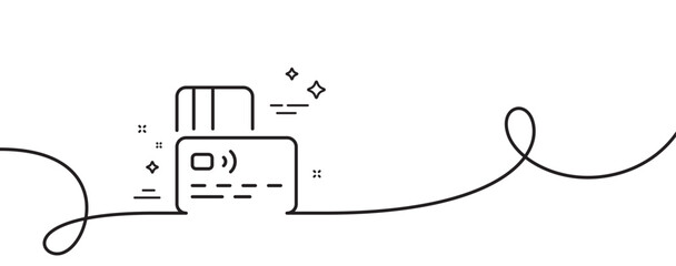 Poster - credit card line icon. continuous one line with curl. bank money payment sign. non-cash pay symbol. 