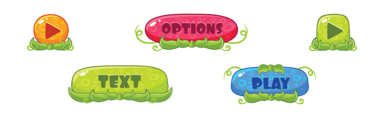 Poster - Colorful Button as Mobile Game Design Elements Vector Set