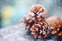 A Pine Cone Cluster With A Delicate Dusting Of Snow