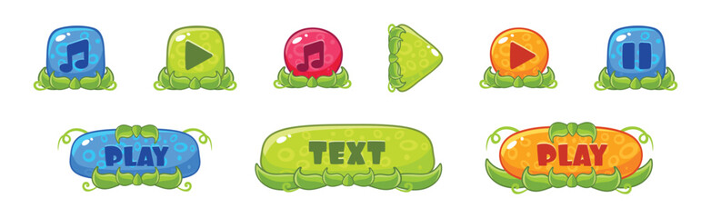 Poster - Colorful Button as Mobile Game Design Elements Vector Set