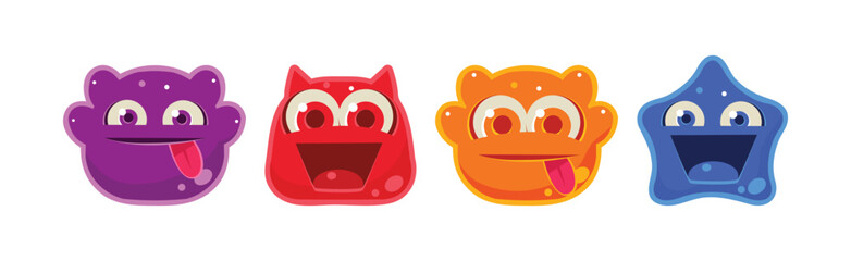 Poster - Funny Jelly Character Snout and Face Vector Set