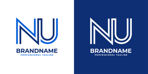 Letter NU Line Monogram Logo, suitable for business with NU or UN initials