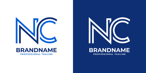 Wall Mural - Letter NC Line Monogram Logo, suitable for business with NC or CN initials