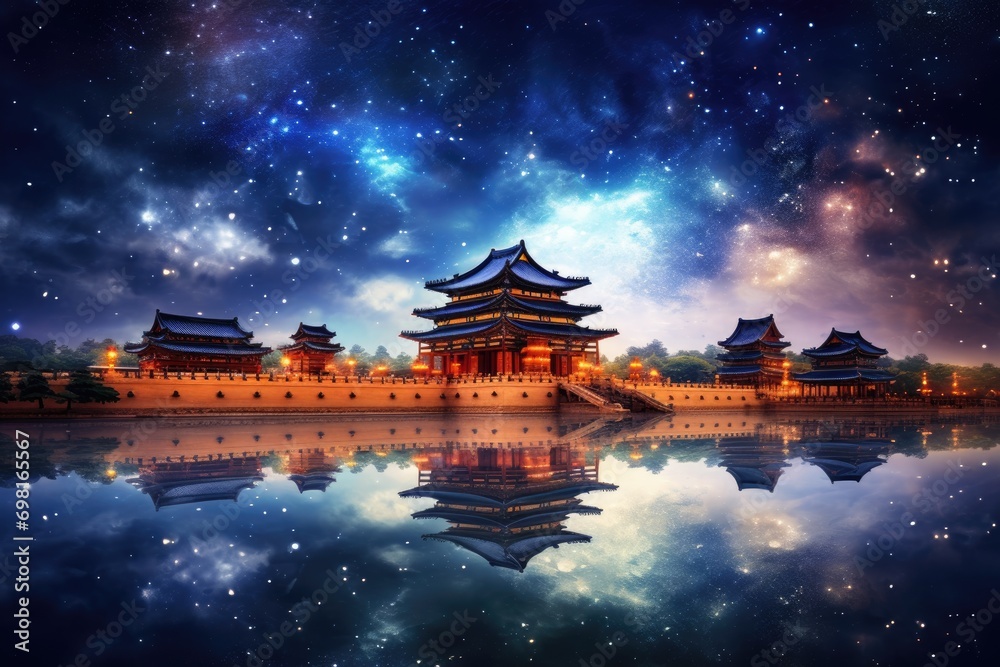 Beautiful night view of the ancient city of Beijing, China ...