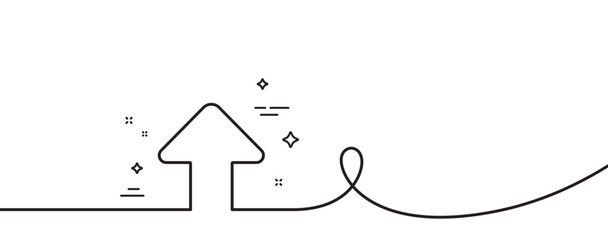 Poster - upload arrow line icon. continuous one line with curl. direction arrowhead symbol. navigation pointe