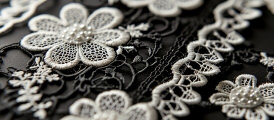 Poster - Invitations featuring lace patterns on a black background.