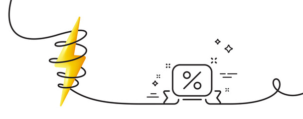 Poster - discounts ribbon line icon. continuous one line with curl. sale offer sign. promotion price symbol. 