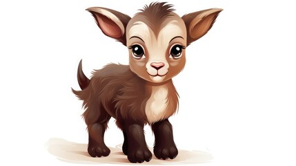 Wall Mural - Clipart with white background, a cute baby goat, clearly defined separate image, high quality 