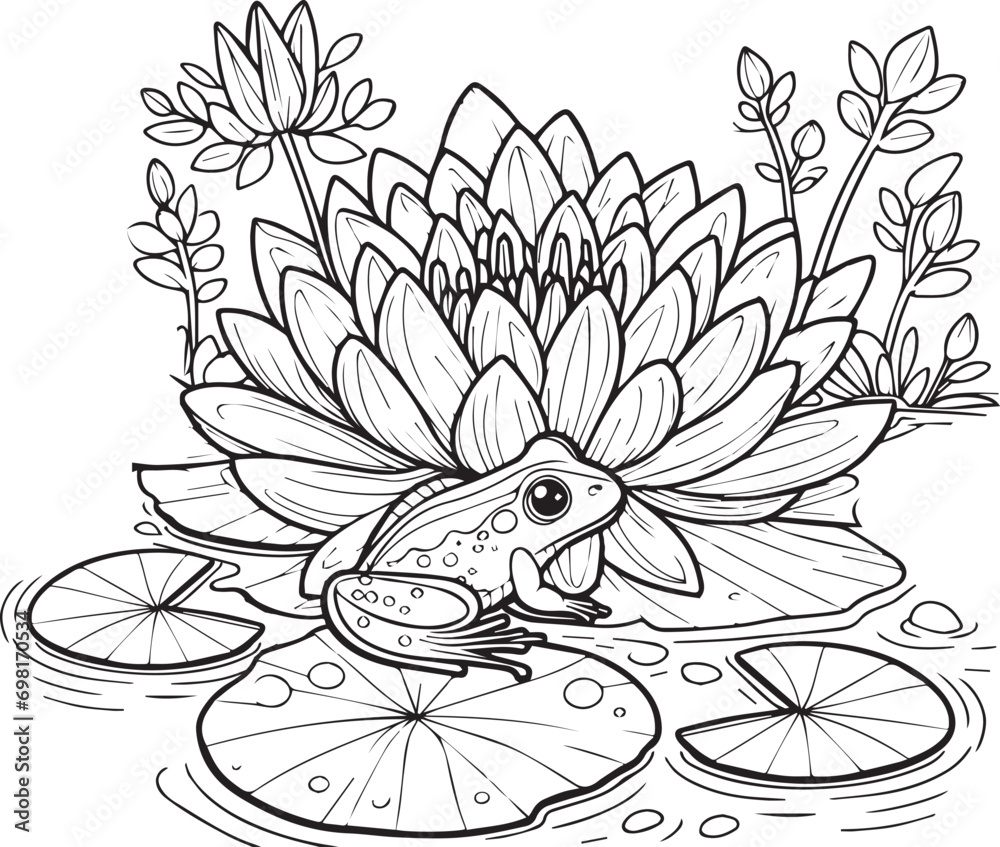 outline water lily drawing, tattoo outline water lily drawing, Japanese  water lily tattoo design, July birth flower water lily tattoo, water lily  pad coloring pages Stock Vector | Adobe Stock, image size:1000x847
