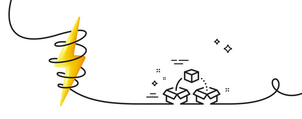 Poster - Parcel shipping line icon. Continuous one line with curl. Delivery box sign. Cargo package symbol. Parcel shipping single outline ribbon. Loop curve with energy. Vector
