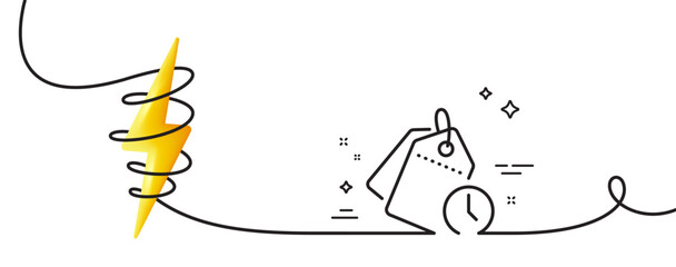 Poster - time management line icon. continuous one line with curl. clock tags sign. watch symbol. time manage