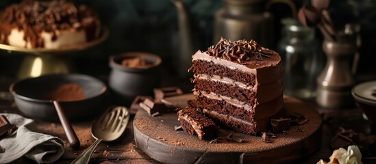 Canvas Print - Photographing chocolate chiffon cake and kue bolu coklat.