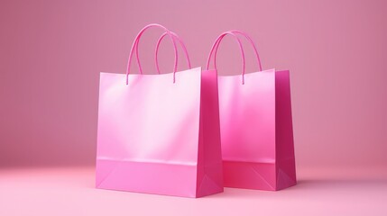 Wall Mural - Pink shopping bags. Pink background. Image quality 8K resolution, photography, very realistic, micro details, hyper realistic, hyper detailed, insane details, SIGMA 85 mm F/1.4. realistic, 