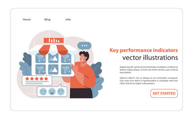 Poster - key performance indicators in retail. detailed monitoring of customer satisfaction and sales metrics