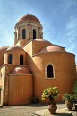 Canvas Print - domes of a historic Orthodox church in the historic monastery of Agia Triada on the island of Crete