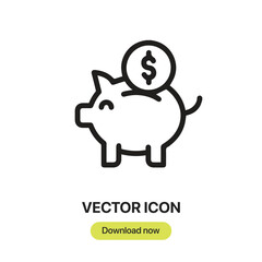 Fototapete - Piggy Bank icon vector. Linear-style sign for mobile concept and web design. Piggy Bank symbol illustration. Pixel vector graphics - Vector.