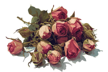 Wall Mural - dried rosebuds isolated vector style