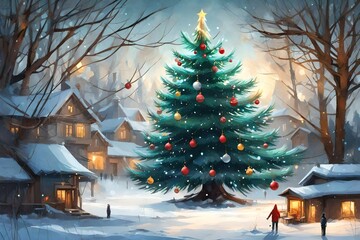 Aufkleber - christmas tree in the city