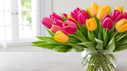 Wall Mural - bouquet of tulips in vase