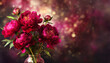 Kartka z miejscem na tekst, życzenia, wzór w kwiaty piwonii