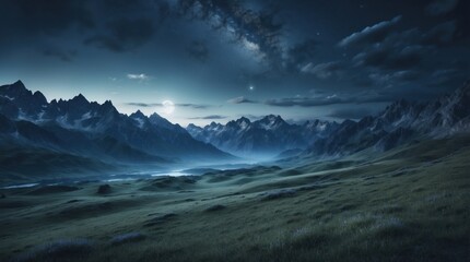 Wall Mural - landscape under the moon