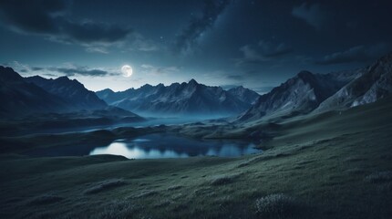 Wall Mural - landscape under the moon