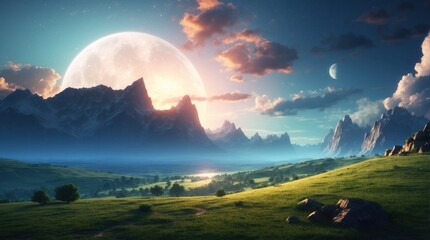 Wall Mural - landscape under the moon
