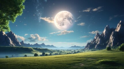 Wall Mural - landscape under the moon