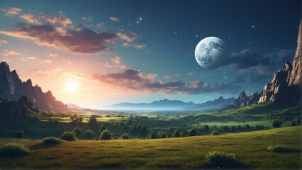 Wall Mural - landscape under the moon