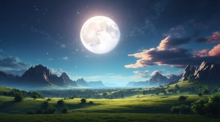 Wall Mural - landscape under the moon