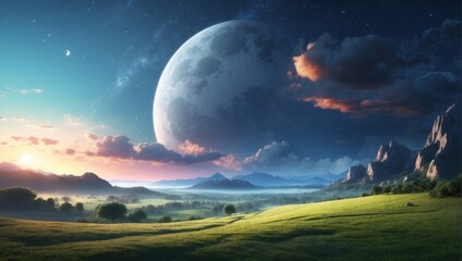 Wall Mural - landscape under the moon