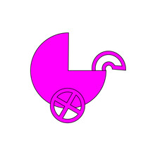 Vector Illustration Of A Logo With A Pink Baby Stroller