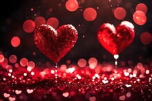 Shiny Hearts Background, Romantic And Red Wallpaper, Valentine's Day Concept