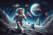 Astronaut Cat  In Space