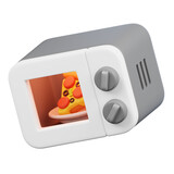 Fototapeta Londyn - Cook Pizza in Microwave Kitchenware and Cooking icon on transparent background 3d Render