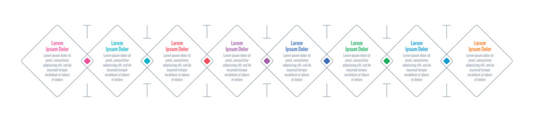 side by side squares infographic template. eight steps infographic template. web, internet, magazine, annual report information template